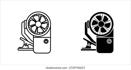 Título: Dois ventiladores oscilantes com diferentes esquemas de cores e similares