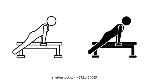 Título: Dos personas realizando flexiones en barras paralelas en un entorno de gimnasio