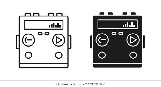 Título: Dos reproductores multimedia portátiles con esquemas de color blanco y negro y Botones visibles
