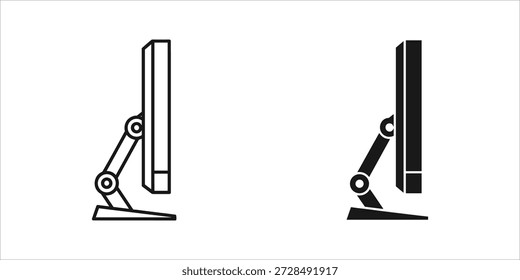 Title: Two robotic arms holding rectangular with circular joints and a base