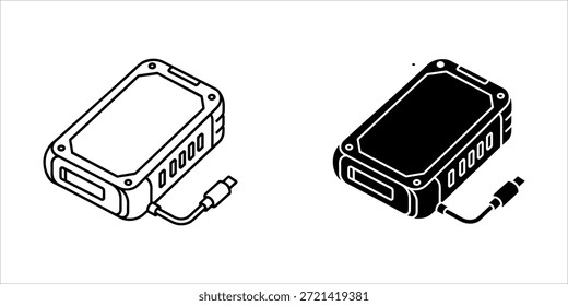 Título: Dos smartphones resistentes con cables USB conectados en línea blanca y negra