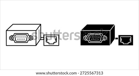 Title: Two serial port connectors with cables attached on a white background