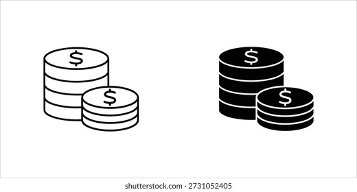 Title Two sets of money stacks with dollar signs on each coin one white and one black on a white.eps
