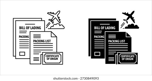 Title: Two sets of shipping documents including bill of lading packing list and certificate of