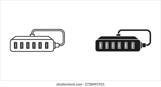Title: Two USB hubs with multiple ports and cables connected to them