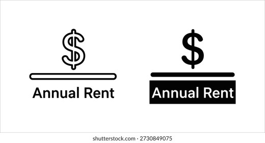 Title: Two versions of annual rent with dollar signs and text labels
