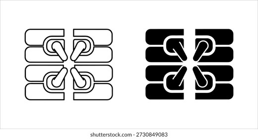 Title: Two versions of a chain link in black and white