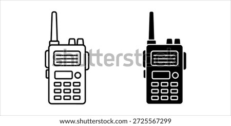 Title: Two walkie talkie radios with antennas and buttons on a white background