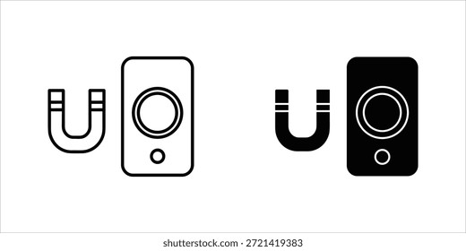 Title: Two wireless charging pads with U-shaped charging cables in black and white line