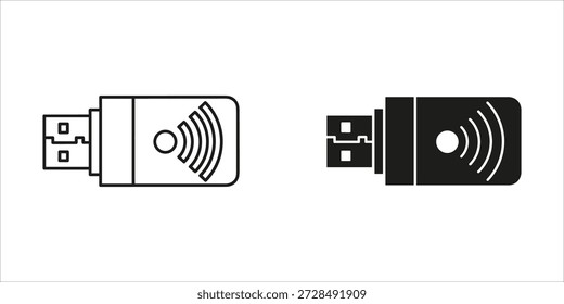 Título: Adaptador inalámbrico USB con ondas de señal en blanco y negro