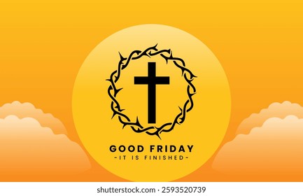 Title	
Vector illustration of Good Friday for Christians with copy space area. By combining elements of the cross, crown of thorns and the twilight view of Golgotha ​​Hill.