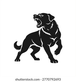 Title: vector illustration of shepherd angry guard dog

