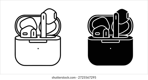 Title: Wireless earbuds charging case with earbuds inside in black and white