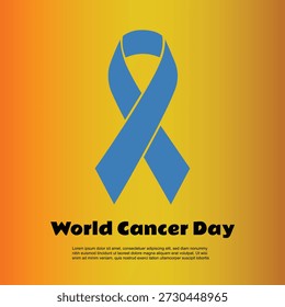 Título: Cartel del Vector del Día Mundial contra el Cáncer, Ilustración de conciencia de la cinta azul, Diseño de Asistencia de esperanza global