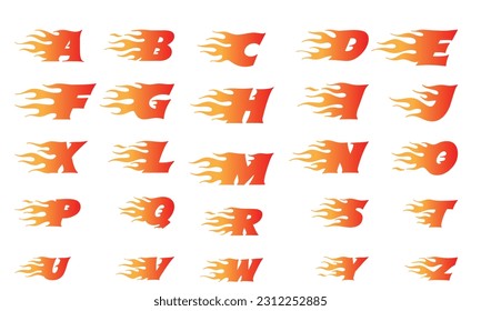 Title: A to Z Fire Vector fire flame font