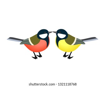 Titmouse bird on a white background