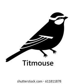 Titmouse silhouette on the white background text