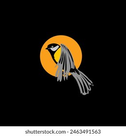 titmouse Vector illustration of bird in circle frame
