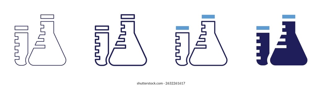 Titration method icon in 4 different styles. Thin Line, Line, Bold Line, Duotone. Duotone style. Editable stroke.