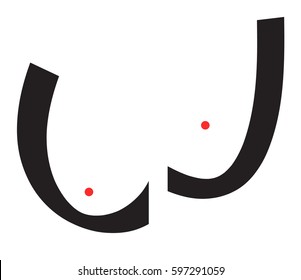 Tits Vector Icon, breast, chest, mamma, boobs