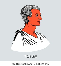 Titus Livius is an ancient Roman historian, author of the partially preserved “History from the Founding of the City.” Hand drawn vector illustration