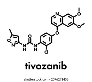 Tivozanib cancer drug molecule. Skeletal formula.