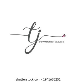 TJ Initial Handwriting logo luxury vector beauty