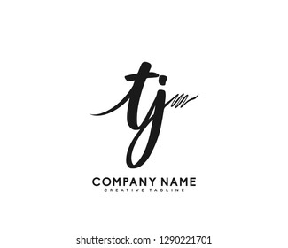 TJ Initial Handwriting Logo Template Vector