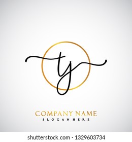 TJ Initial Handwriting logo template vector