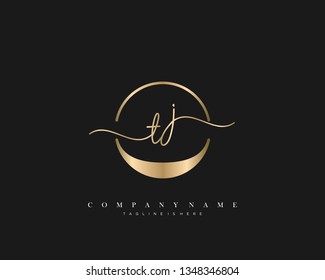 TJ initial handwriting logo template vector