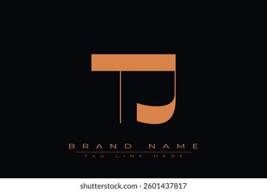 TJ initial letter logo design. Letter T and J luxury alphabet letter logo icon template