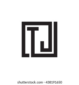 TJ initial letters looping linked square monogram logo