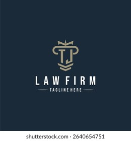 TJ initial monogram logo law firm with pillar design