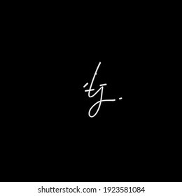 tj isolated black background initial vector elegant handwriting signature for identity