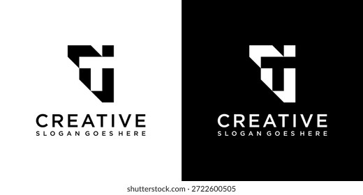 TJ or JT initial letter logo design vector template