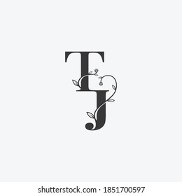 TJ JT letters floral logo icon illustration. Vector template
