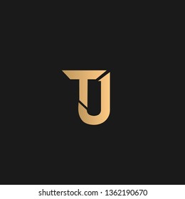 TJ or JT logo vector. Initial letter logo, golden text on black background