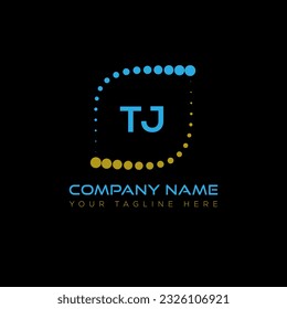 Diseño del logo de la carta TJ sobre fondo negro. El concepto del logo de la carta de las iniciales creativas de TJ. Diseño único de TJ.
