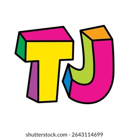 TJ letter logo design vector playful colorful 