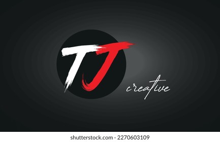 TJ Letters Brush Paint Logo icon, Elegant Vector Design