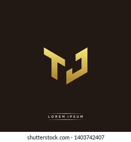 TJ Logo Letter Initial Logo Designs Templete with Gold and Black Background