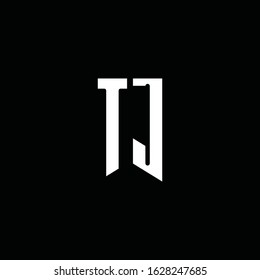 tj logo monogram with emblem style isolated on black background