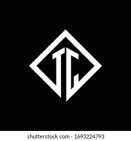 Monograma del logotipo TJ con plantilla de diseño de estilo giratorio cuadrado