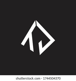 Monograma del logotipo de TJ con plantilla de diseño de cinta de forma triangular destacable