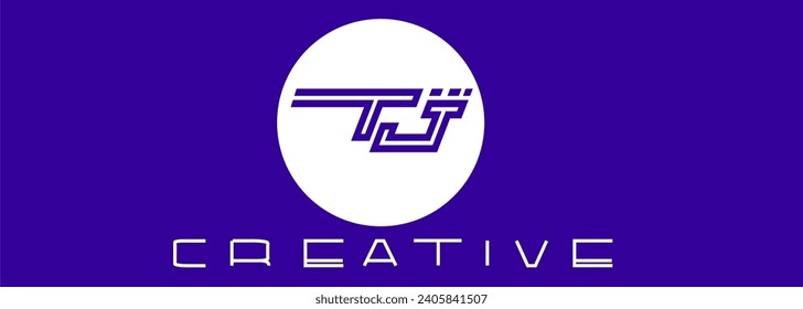 Identidad redonda del logotipo Tj creativo abstracto moderno plantilla de vectores de iconos elegantes