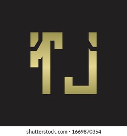 Logotipo de TJ con una plantilla de diseño de forma escamosa con colores dorados
