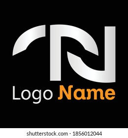 TJ logo. Typography illustration of the letters "TN" isolated on black background. vector