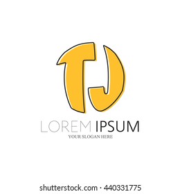 TJ Logo. Vector Graphic Sphere Branding Letter Element. White Background
