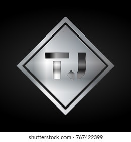 TJ Monogram, Silver Logo, Metal Logo, Luxury, Elegant, Abstract, square