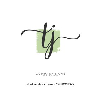 TJ T J Initial handwriting logo template